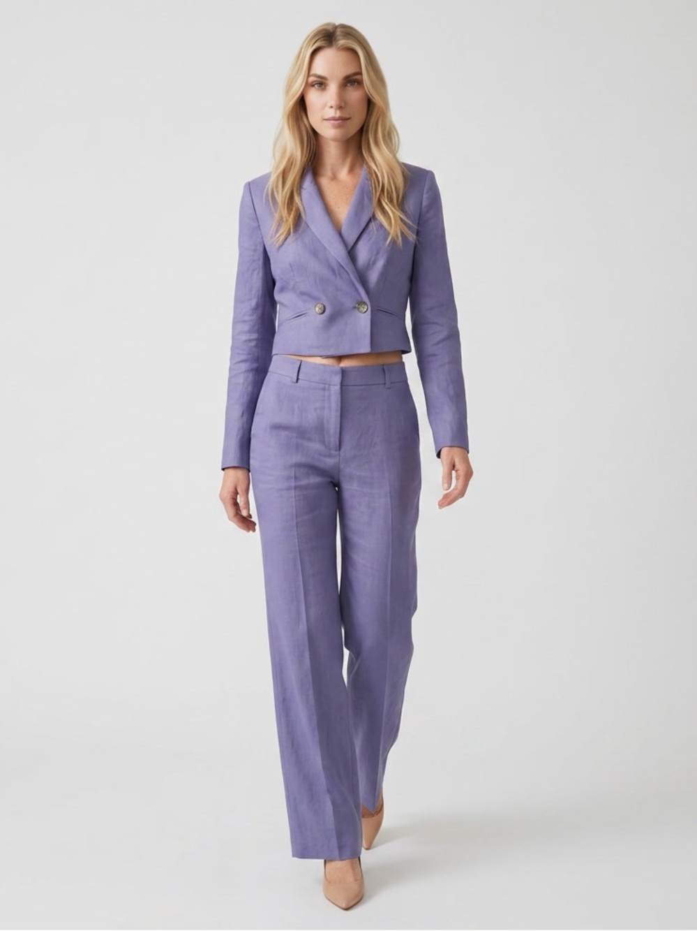 Jason Wu Lavender Cropped Double-Breasted Blazer